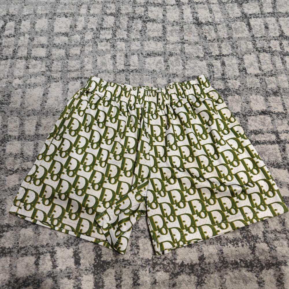 Bravest Studios Monogram Oblique Mesh Shorts Green White Men's Size Large
